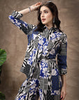 Blue Printed Shirt With Trousers