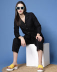 Black Pure Cotton Shirt With Trouser Co-Ords