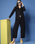 Black Pure Cotton Shirt With Trouser Co-Ords
