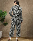 Black Floral Printed Long Sleeves Shirt With Trousers
