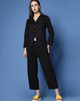 Black Pure Cotton Shirt With Trouser Co-Ords
