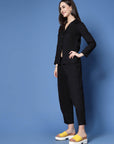 Black Pure Cotton Shirt With Trouser Co-Ords