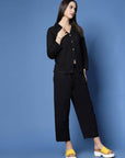 Black Pure Cotton Shirt With Trouser Co-Ords