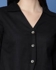 Black Pure Cotton Shirt With Trouser Co-Ords