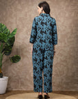 Blue Printed Shirt With Trousers