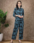 Blue Printed Shirt With Trousers