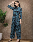 Blue Printed Shirt With Trousers