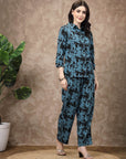 Blue Printed Shirt With Trousers