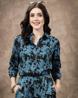 Blue Printed Shirt With Trousers