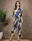 Blue Printed Shirt With Trousers