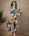 Blue Printed Shirt With Trousers