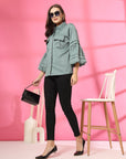 Women Spread Collar Casual Buttoned Top