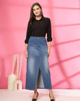 Women A-Line Denim Maxi Skirt
