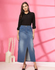 Women A-Line Denim Maxi Skirt