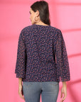 Blue Floral Printed Top