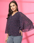 Blue Floral Printed Top