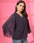 Blue Floral Printed Top