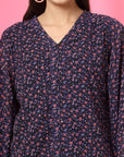 Blue Floral Printed Top