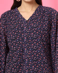 Blue Floral Printed Top