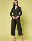 Olive Pure Cotton Shirt With Trouser