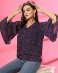 Blue Floral Printed Top