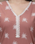Pink Ethnic Motifs Printed Flared Sleeves Cotton A-Line Kurta