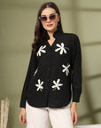 Women Floral Embroidered Cotton Buttoned Top