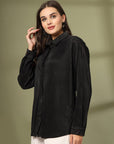 Women Spread Collar Relaxed Fit Casual Buttoned Top