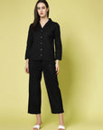 Black Pure Cotton Shirt With Trouser