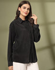 Women Spread Collar Relaxed Fit Casual Buttoned Top