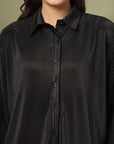 Women Spread Collar Relaxed Fit Casual Buttoned Top