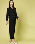 Black Pure Cotton Shirt With Trouser