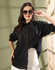 Women Spread Collar Relaxed Fit Casual Buttoned Top