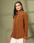 Women Spread Collar Casual Buttoned Top