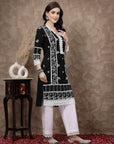Black White Ethnic Motifs Printed Pure Cotton A Line Kurta