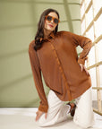 Women Spread Collar Casual Buttoned Top