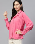 CINK Women Pink Regular Fit Casual Buttoned Top
