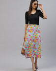 CINK Women Lavender Pink Floral A-Line Midi Skirt