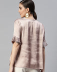 V-Neck Accordion Pleats Buttoned Top Style Top