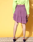 CINK Mauve Solid Feminine Frills Skirt