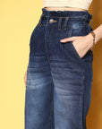 Women Stylish Blue High-Rise Regular Fit Cropped Stretchable Jeans