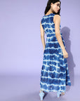 Women Blue Floral Tie and Dye Dress