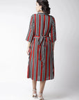 CINK Women Red White Striped Shirt Dress