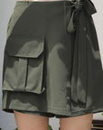 Solid Straight Mini Skorts olive