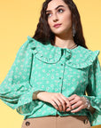 Women Floral Printed Casual Buttoned Top