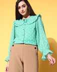 Women Floral Printed Casual Buttoned Top