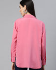 Women Pink Regular Fit Casual Buttoned Top