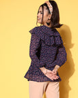 Blue Floral Print Top
