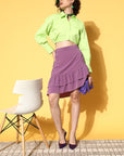 CINK Mauve Solid Feminine Frills Skirt