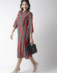 CINK Women Red White Striped Shirt Dress